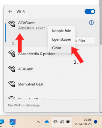 Glöm ACAGuest-nätverket